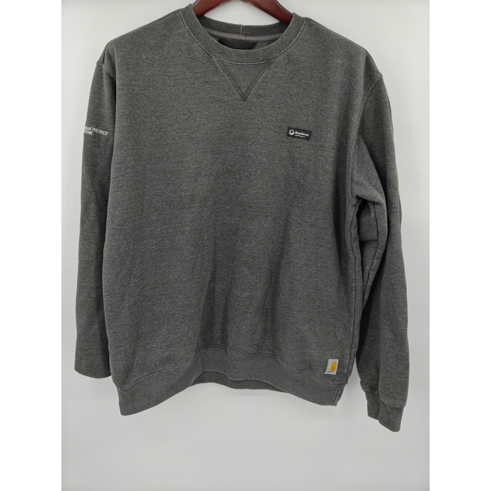Carhartt Mens Loose Fit Crewneck Sweatshirt Gray Raytheon Logo K124 Large